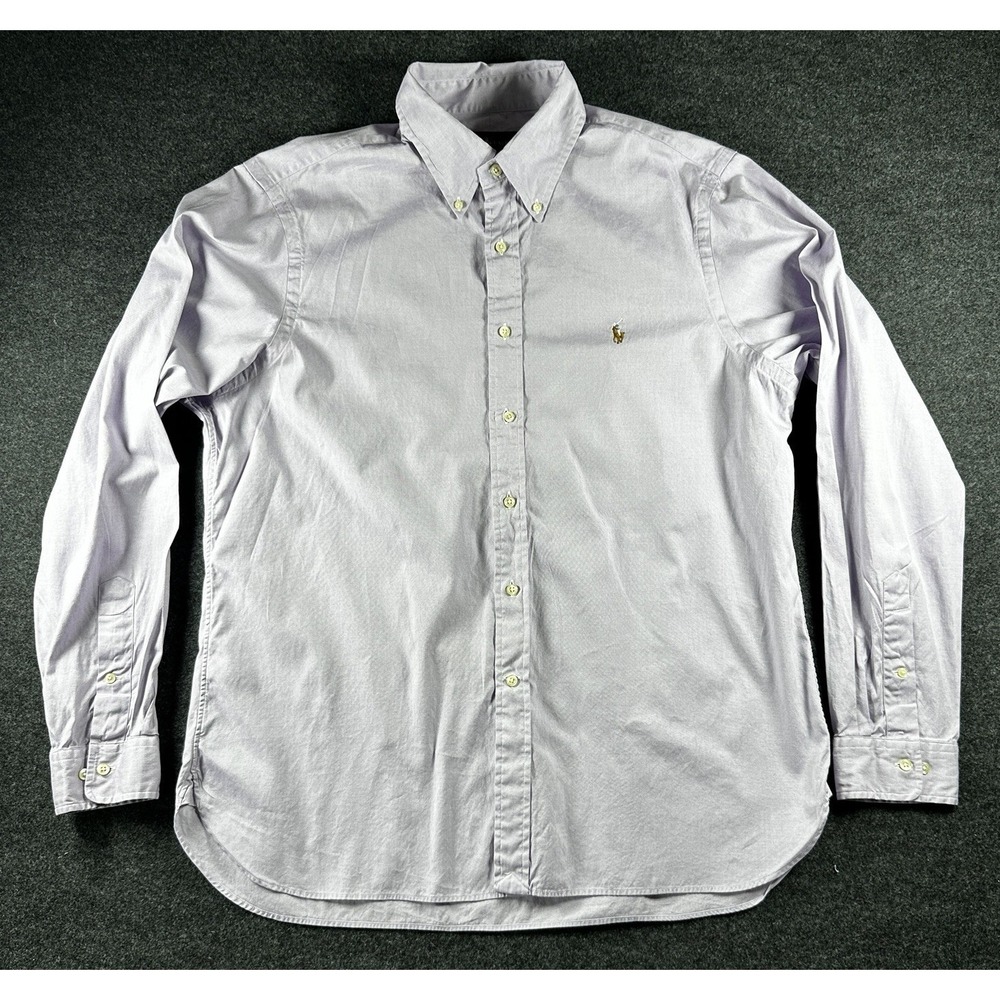 Polo Ralph Lauren Oxford Button Down 17 36/37 Purple Long Sleeve Flesh Pony - Picture 2 of 7